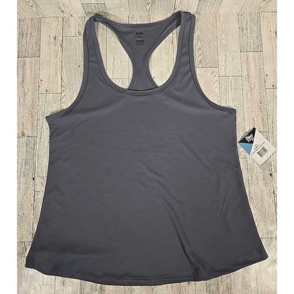 Soffe Tank Top LARGE Gray Racer Back Performance Juniors Women NEW